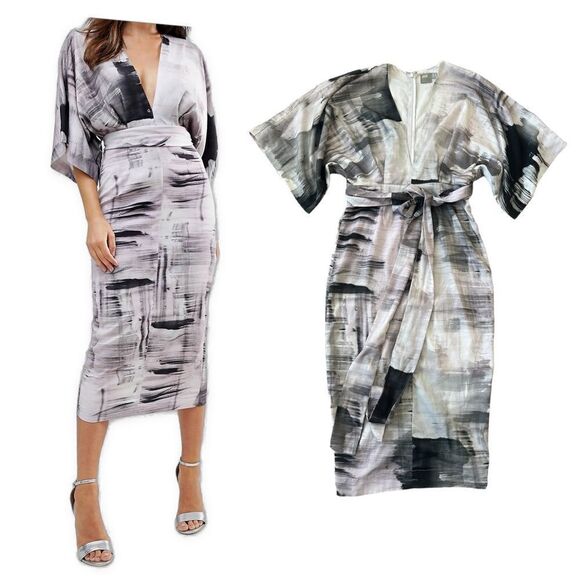 ASOS Kimono Dress in Abstract Print Size 2 - Picture 1 of 12